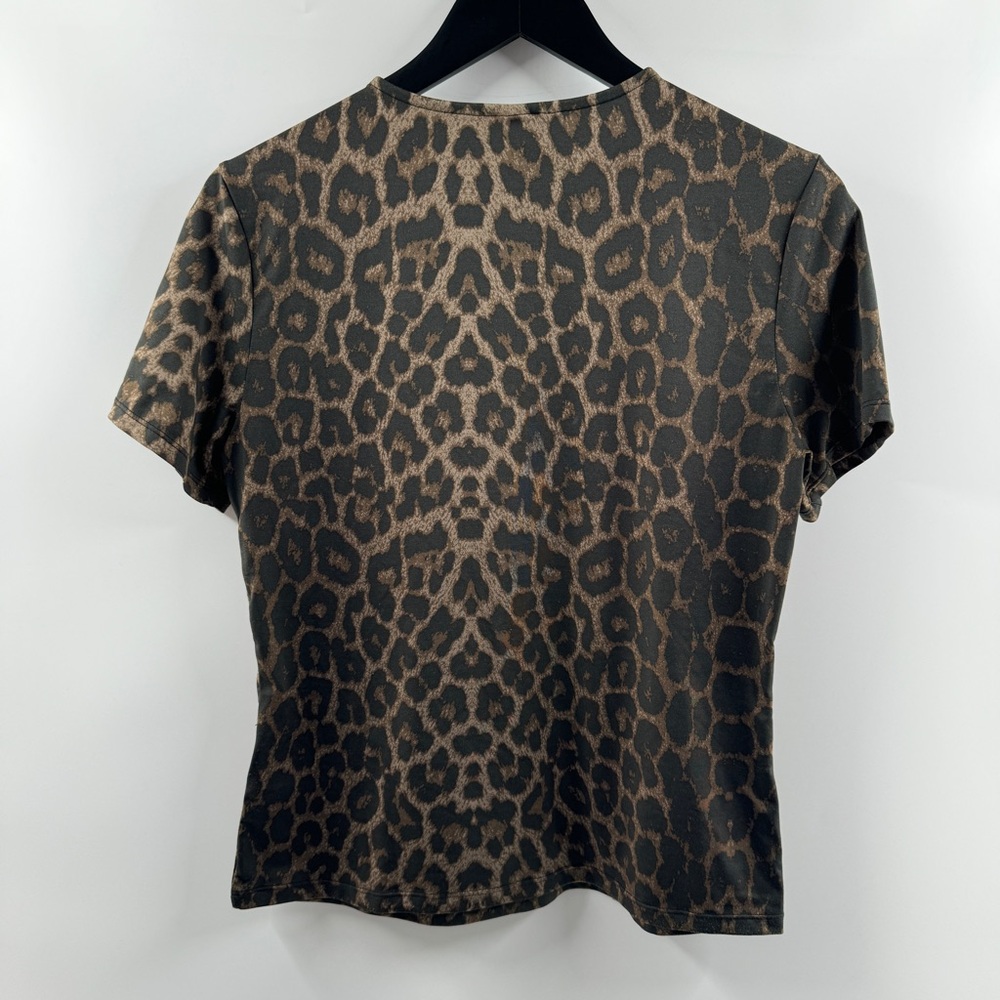 H&M Leopard Print Short Sleeve Top Size Large Sleek Finish - Picture 5 of 5
